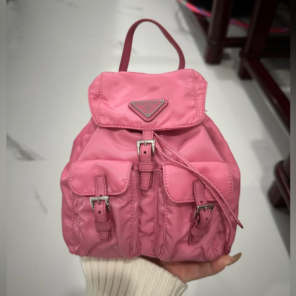Prada pink mini backpack